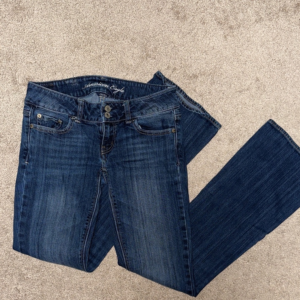 American Eagle Women's Dark Blue Straight Leg Jeans